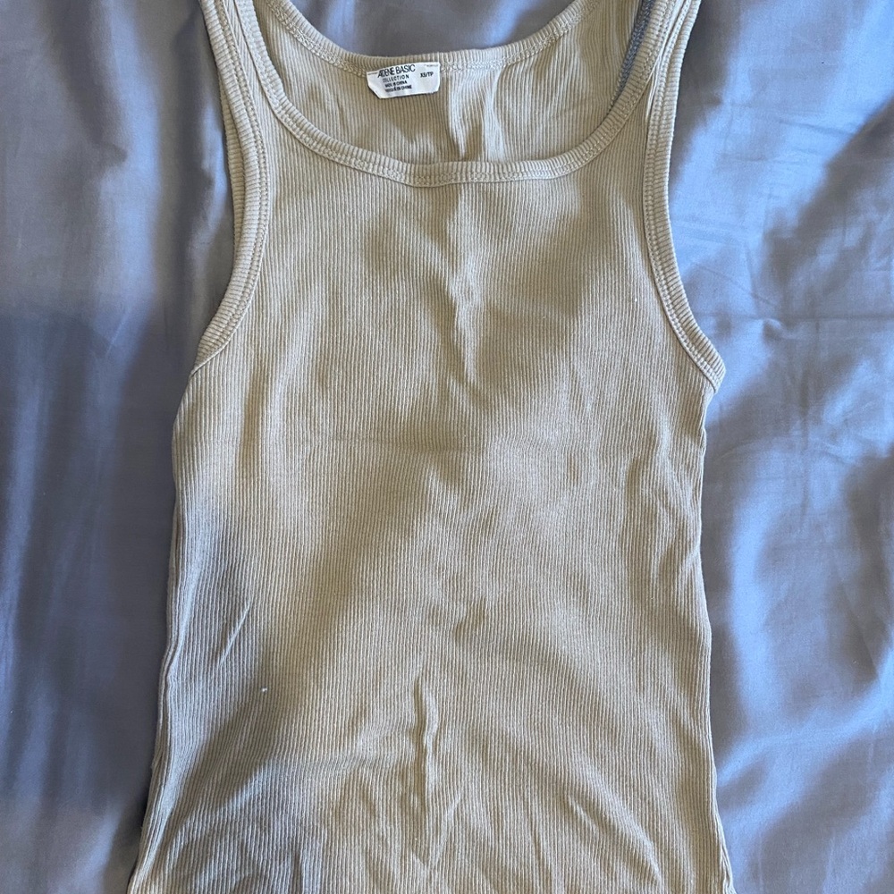 Ardene Beige Ribbed Tank Top